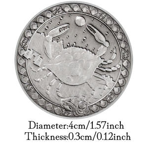 Plata antigua Doce constelaciones Moneda de cáncer Monedas de la suerte Moneda conmemorativa coleccionable - Product Image 3