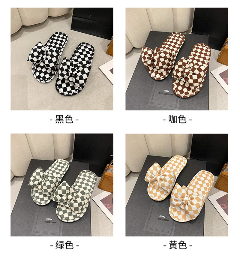 2023 Checkerboard Cross Thick Soft Cotton Slippers Outdoor Fashion Ringer Slippers House Shoes