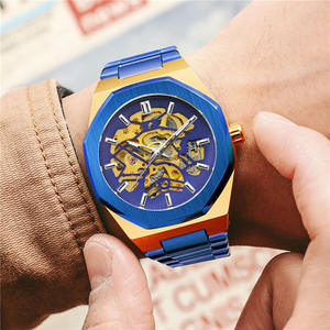 Montres automatiques mécaniques <span class=keywords><strong>pour</strong></span> hommes Forsining, <span class=keywords><strong>montre</strong></span> de mode masculine, acier inoxydable bleu, étanche, squelette, <span class=keywords><strong>pour</strong></span> affaires - Product Image 5