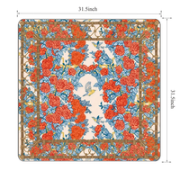 Tapis de Mahjong Floral et Oiseaux de 31,5 pouces, Motif Rose Vintage en Osier, Tapis de Jeu Antidérapant pour Poker et Soirées de Jeu en Famille