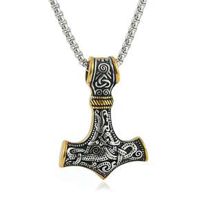 תליון נירוסטה הסיטונאי שרשרת תכשיטים מקצץ פטיש וodin רונה אדום שרשרת צלב אופנתי - Product Image 4