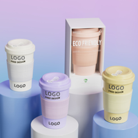 Mug moderne biodégradable en PLA de 420 ml avec emballage en boîte blanche, marque HK, pour les fêtes, les voyages et les cadeaux