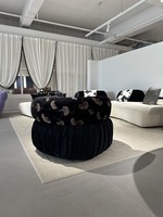 Fauteuil d'appoint créatif en tissu bouclé de l'usine de Foshan, fauteuil individuel rembourré pour salon et projets hôteliers