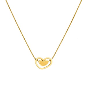 Heart Pendant Necklace Gold Plated Stainless Steel Openwork Design Daily Wear Gift Jewelry N3965 - Product Image 5