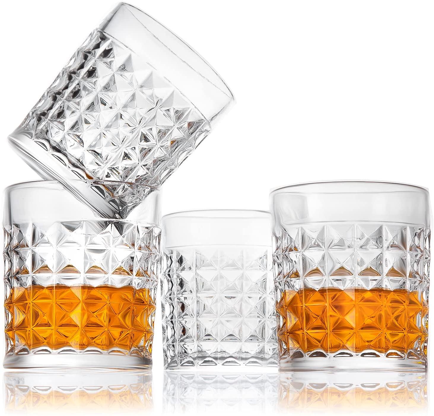 Old Fashioned Whiskey Glass Set Crystal Bourbon Glass in Gift Box 10.5 oz Premium Lowball Rock Glass