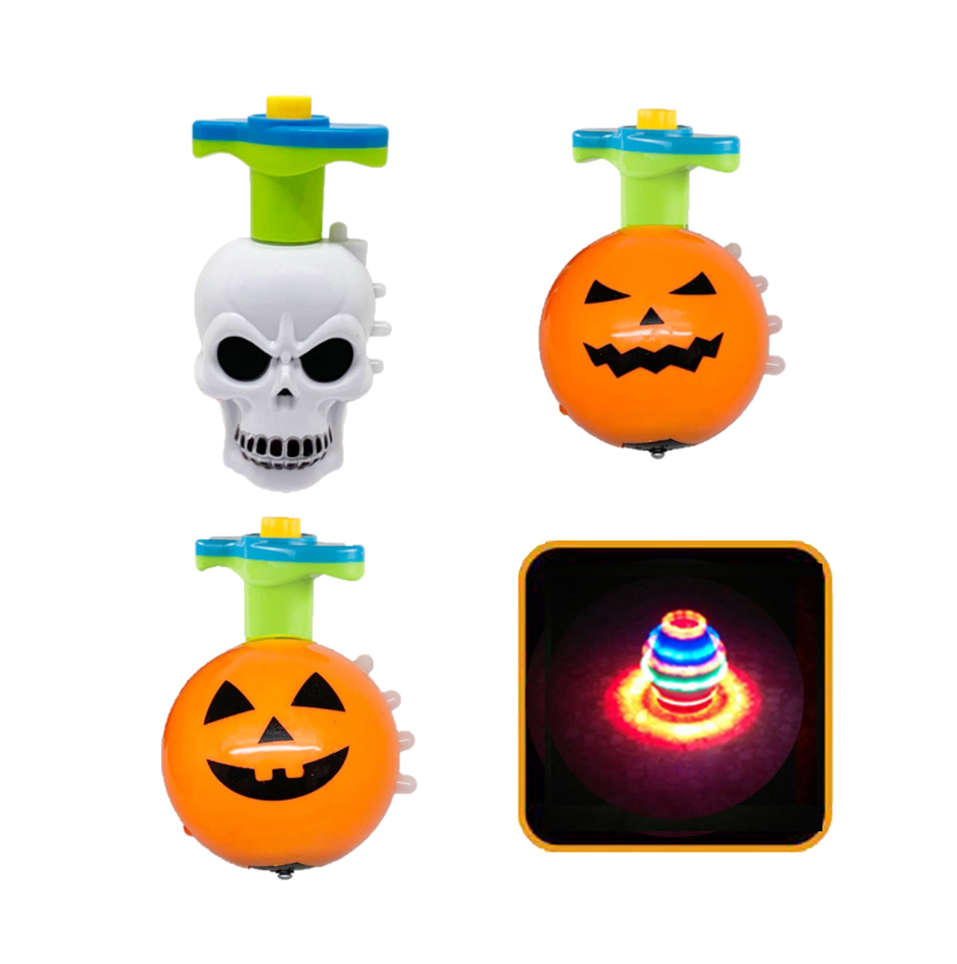 KSF игрушки, Хэллоуин, тыква, череп в форме спиннинга, набор из 12 смешанных классических игрушек, легкая музыка, вращающиеся детские игрушки для декомпрессии