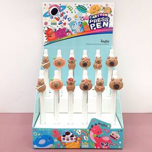 Pluma de Gel de prensa de parche de dibujos animados de alta calidad Capibala con 0,5mm de ancho de escritura Material plástico lindo conveniente pluma recargable - Product Image 6