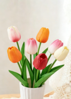 Buket Tulip Buatan Realistis dengan Bunga Berbatang Panjang untuk Dekorasi Rumah, Pernikahan, dan Pesta