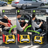 Jump Starter Mobil 24000mAh, Kompresor Udara 150PSI, Power Bank USB & USB-C, Senter LCD, Perlengkapan Darurat