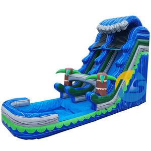 Glissière d'eau gonflable de vague bleue de haute qualité de l'usine 18ft de la Chine avec des piscines pour des enfants - Product Image 4