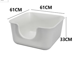 カスタマイズ可能な大型プラスチック製半密閉型猫用トイレ（20L容量、オープンスペースデザイン、楕円形）ペット用品 - Product Image 6