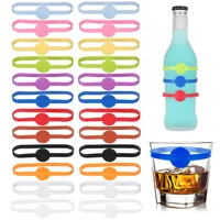 Marqueurs de verres en silicone de qualité alimentaire pour étiquettes de vin et verres, pour bars et fêtes, anneaux en silicone