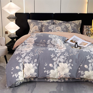 Parure de lit 4 pièces en coton brossé 100% épaissi, pur coton, 200x230, chaude pour l'automne et l'hiver, <span class=keywords><strong>220x240</strong></span>, lit <span class=keywords><strong>double</strong></span> - Product Image 4