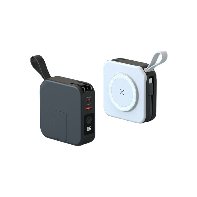 Hot Selling Type-C Tech 10000mAh ABS Portable Power Bank 10000Mah Wall Charger Built Cable Magnetic Wireless Charger