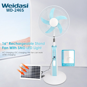 Ventilateur solaire rechargeable 25W avec batterie au lithium, moteur sans balais, ventilateur sur pied solaire avec ampoules LED, garantie <span class=keywords><strong>3</strong></span> ans - Product Image 1
