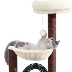 Fabrika sıcak satış özel lüks zarif peluş ahşap evler Post kule platformu kedi ağacı ev kedi ağaçları ve scratcher