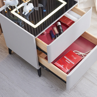 Table de chevet moderne minimaliste intelligente avec verrouillage par mot de passe, charge sans fil, lampe tricolore, table de chevet de luxe haut de gamme