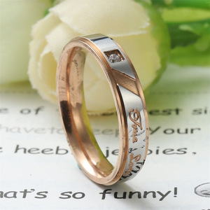 Titanium Steel <b>Couple</b> <b>Rings</b> Round Brilliant Cut Diamond Unisex Everyday Wear Jewelry 23008 - Product Image 2