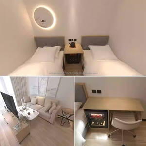 Muebles de Dormitorio Modernos Minimalistas para Habitación Doble de Hotel 3 Estrellas al por Mayor: Juego de Cama de Madera, Sofá, Armario y Mesita de Noche para Apartamento - Product Image 4