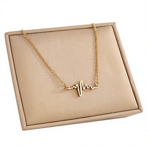 Collier pendentif en acier inoxydable en forme de cœur électrocardiogramme, unisexe, sportif, simple, assorti à tout, chaîne de clavicule, bijoux tendance - Product Image 4