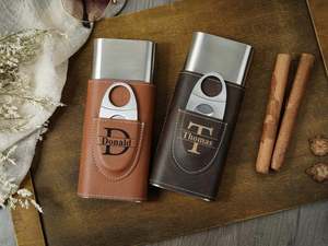 Étui à cigares personnalisé Porte-cigares en cuir avec coupe-cigare Étui de voyage pour garçons d'honneur Cadeaux