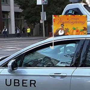 Happy Thanksgiving Car Window <b>Flag</b> 30x45CM with 45CM Plastic Pole Display Accessory - Product Image 5
