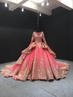 Vente en gros de robe de bal de mariée de haute qualité de luxe à manches longues robe de mariée en dentelle à paillettes robe de mariée grande boule robes de mariée