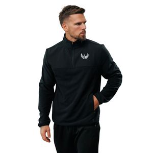 Sudadera de Forro Polar Negro para Hombre, con Cierre de Cremallera de un Cuarto, Manga Larga, Térmica, para Entrenamiento al Aire Libre, Ropa Deportiva de Invierno - Product Image 1