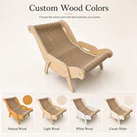 Chaise longue pour chat en bois massif avec tapis en sisal, canapé à gratter incurvé pour chats d'intérieur
