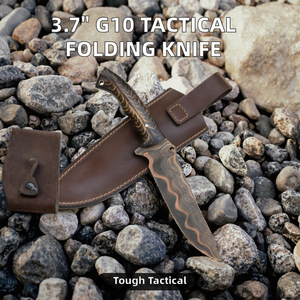 Cuchillo Plegable Táctico EDC de Grado Industrial con Mango de Madera de 3.7 Pulgadas, Clip Trasero con Botón de Empuje, Acero de Damasco, OEM - Product Image 2