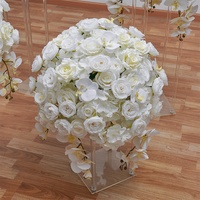 Mariposa orquídea Hortensia Rosa bola flores artificiales para boda Pascua escenario Mesa arreglo ventana sala de exhibición