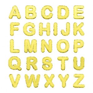 <b>Iron</b> on Alphabet Chenille Patches with Eco-Friendly Fabric Sequins Decoration Cute Font Glitter Gold Edge 5cm Size for Hats - Product Image 5