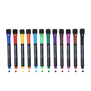 Özelleştirilmiş ince ucu beyaz tahta işaretleme kalemleri ofis okul için 12 adet renkli manyetik kuru silme İşaretleyiciler