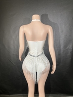 Strass scintillants paillettes gland justaucorps femmes Sexy Performance body pour boîtes de nuit scène porter chanteur danseur Costume 7G