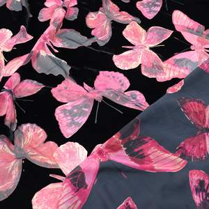 Tissu de velours extensible élégant 3d <span class=keywords><strong>papillon</strong></span> dentelle tissu broderie <span class=keywords><strong>papillon</strong></span> impression tissu velours tissu pour robe et décoration - Product Image 4