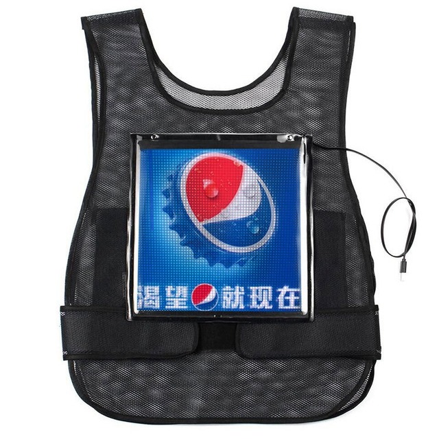 Full Color Led Waterproof Wearable Led Advertising Vest Wholesale Screen Scrolling Running Message Led Backpack Screen Display