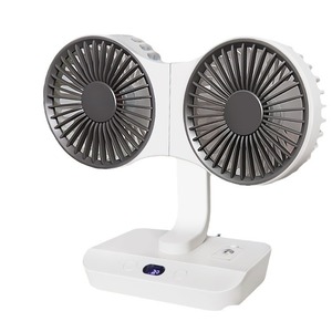 Ventilateur de bureau à double tête, rechargeable par USB, mini ventilateur portable, couverture à 360 degrés pour le refroidissement estival - Product Image 1