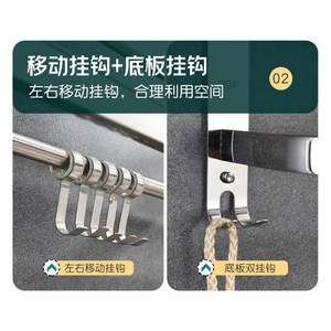 304 Stainless Steel Towel Rack 2 Layer Foldable Wall Mounted Bathroom Storage <b>Shelf</b> With <b>Hooks</b> For Towels And Accessories - Product Image 4