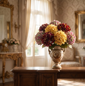 Hortensia en latex effet naturel, style peinture à l'huile classique, grande tête de fleur artisanale pour centre de table de mariage de luxe 2026 - Product Image 3