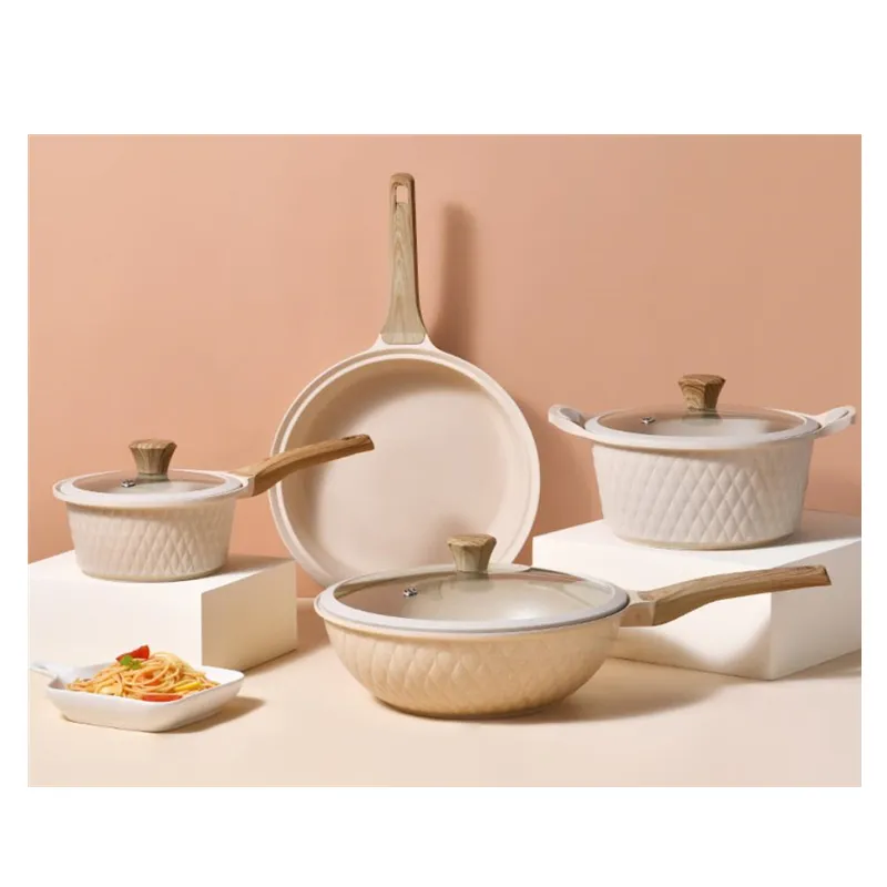 Корейский дизайн, Высококачественная Антипригарная посуда, набор кастрюль и сковородок, алмазная поверхность для резки