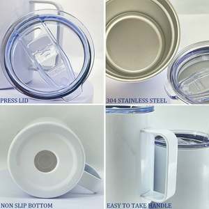 Taza de café de acero inoxidable blanca de 12 oz con asa, personalizada para sublimación, al por mayor desde almacén de EE. UU. - Product Image 6