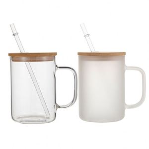 Taza Ecológica de Vidrio Borosilicato de 15oz con Asa para Uso Diario en Oficina y Hogar - Product Image 1