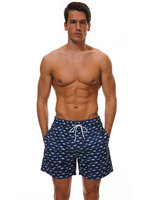 Shorts de plage pour hommes à imprimé personnalisé, style uni, décontractés, avec taille élastique