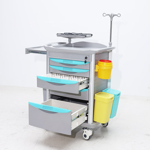 Chariot médical d'urgence Hochey Medical ABS à <span class=keywords><strong>5</strong></span> <span class=keywords><strong>tiroirs</strong></span>, chariot de premiers secours pour hôpital avec poteau pour perfusion intraveineuse - Product Image 3