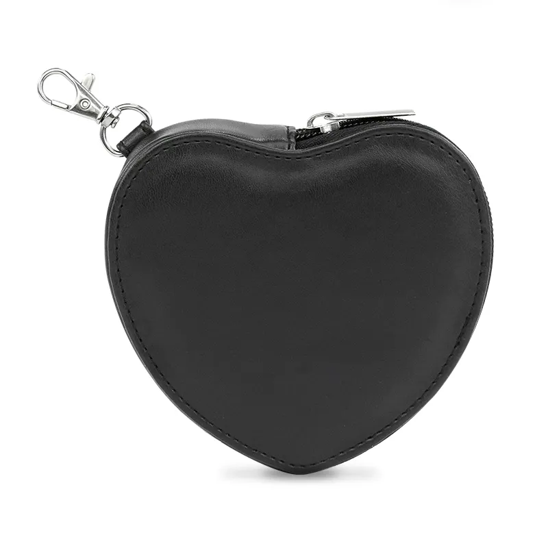 Small Heart Shaped Coin Purse Keychain Zipper Around Coin Pouch Wallet for Girls