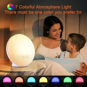 Sunrise Alarm Clock RGB Night <b>Light</b> Bedroom Decoration Wake up <b>Light</b> Novelty Body <b>Touch</b> Switch Daylight Birthday Gift Table Lamp - Product Image 2