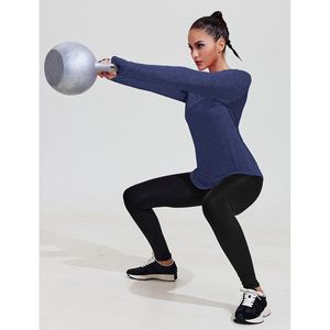 FOXA Women's Long Sleeve Yoga <b>Top</b> Breathable Mesh Back Scoop Neck Athletic Workout Shirt with Thumbholes Loose Fit - Product Image 3