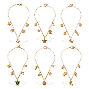 สร้อยคอจี้รูปสัตว์ทะเลประดับมุกน้ำจืด ชุบทอง 18K สร้อยคอแฟชั่นสำหรับผู้หญิง มุกสีขาว รูปทรงสัตว์ สไตล์โบฮีเมียน - Product Image 5