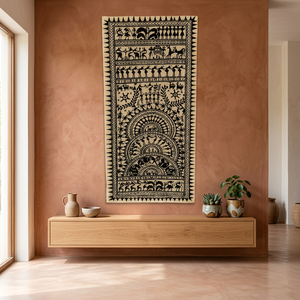 Peinture artisanale traditionnelle Pattachitra d'Orissa, art populaire tribal, motif arbre de vie, forme de feuille, décoration murale en bois pour la maison, par SSD Market - Product Image 6