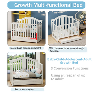 <span class=keywords><strong>Lettino</strong></span> per Bambini in Legno di Pino Neozelandese <span class=keywords><strong>Bianco</strong></span> con Base in Metallo Regolabile, Convertibile in Divano Letto - Product Image 3